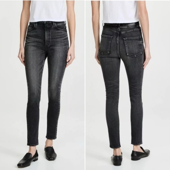 Moussy Fleetwood Rebirth High Rise Jeans Denim Size 27 Minimalist Distressed - Picture 1 of 15